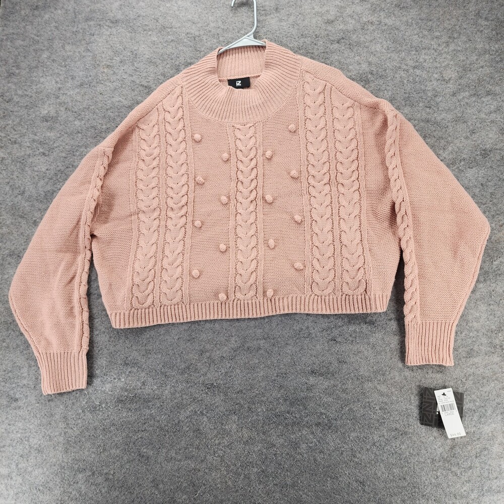 IZ Byer Sweater Womens Large Long Sleeve Peach Crop